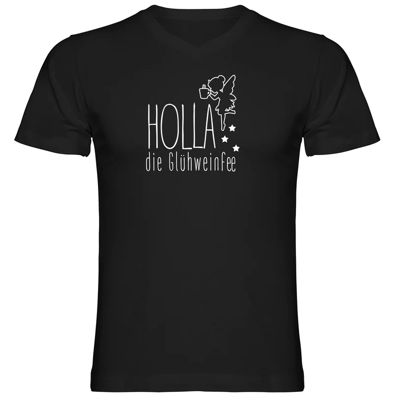 Holla die Glühweinfee Herren Tshirt V-Ausschnitt