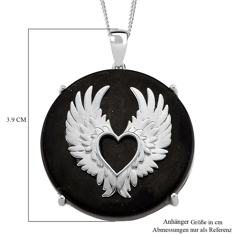 D'Joy Shungit Anhänger mit Kette, ca. 45 cm 925 Silber rhodiniert ca. 35,98 ct