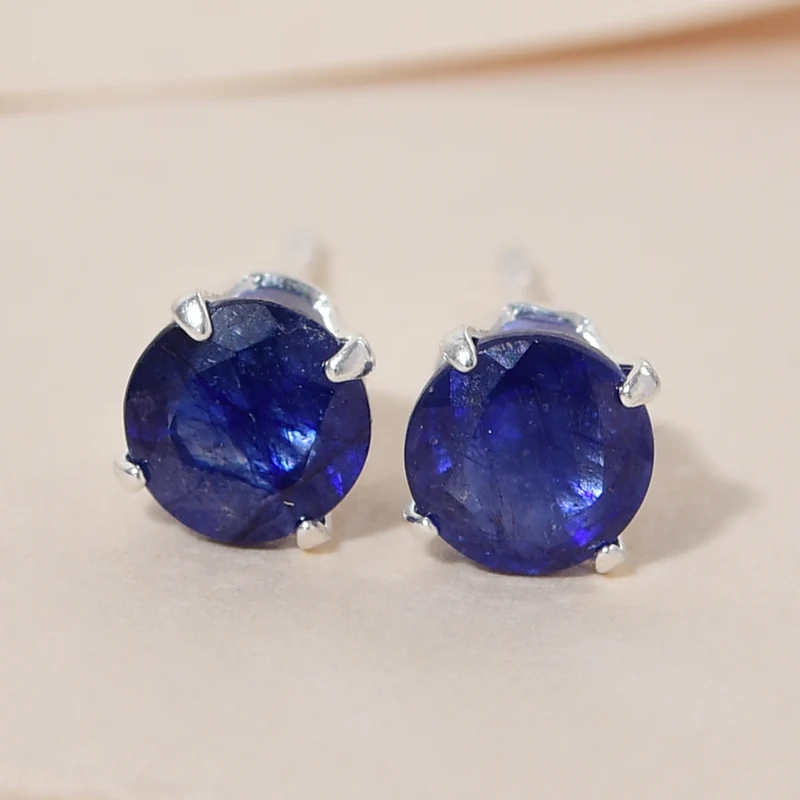 Masoala Saphir-Ohrstecker, (Fissure gefüllt), 925 Silber ca. 1.51 ct