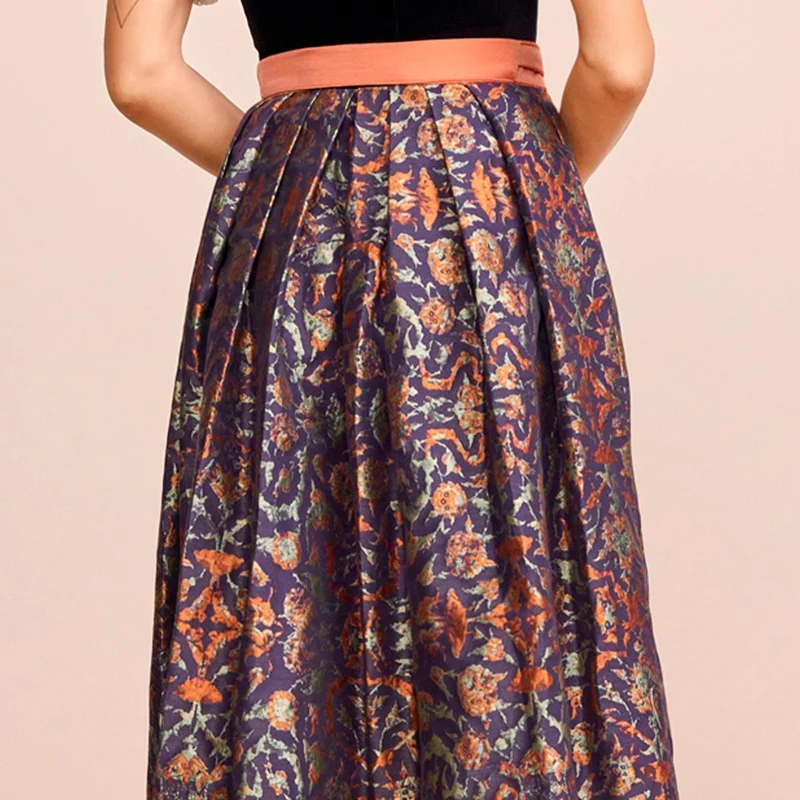 Krüger Dirndl Jacinta Schwarz Orange Blumenrock 80cm