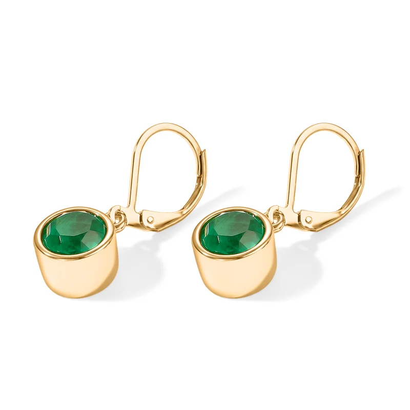 EVER TRUE 3er Set - Smaragd-Quarz Triplette Anhänger mit Kette, Ring und Ohrringe, ca. 50 cm (Größe 18.00) ca. 7.66 ct