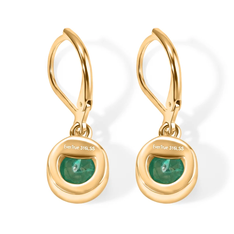 EVER TRUE 3er Set - Smaragd-Quarz Triplette Anhänger mit Kette, Ring und Ohrringe, ca. 50 cm (Größe 18.00) ca. 7.66 ct