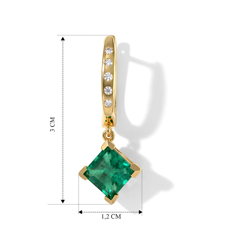 EVER TRUE Smaragd-Quarz Triplette, Weißer Zirkon Ohrringe Reine Bronze ca. 4.41 ct