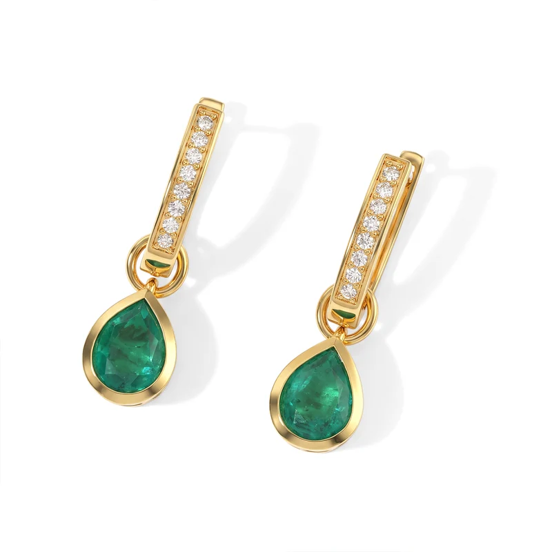 EVER TRUE Smaragd-Quarz Triplette, Weißer Zirkon Ohrringe Reine Bronze ca. 4.41 ct