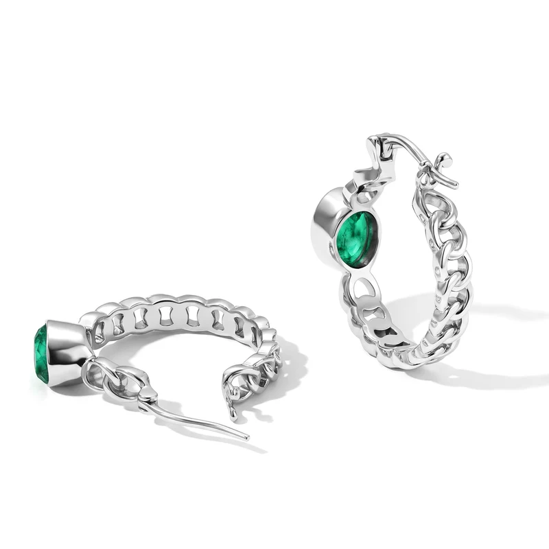 EVER TRUE Smaragd-Quarz Triplette Ohrringe 316L Edelstahl ca. 3.95 ct