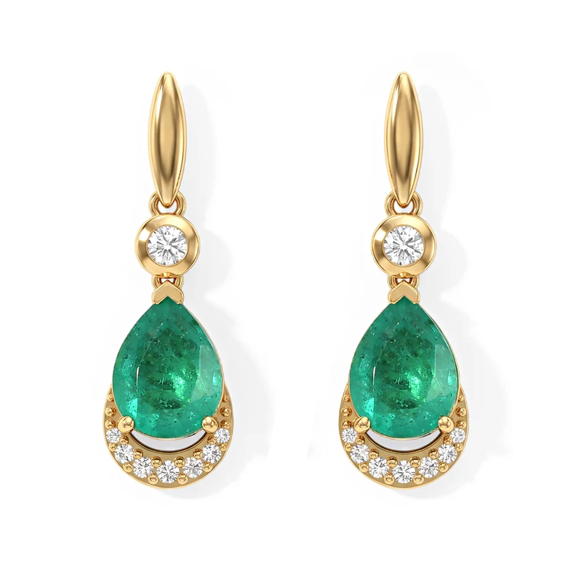 EVER TRUE Smaragd-Quarz Triplette, Weißer Zirkon Ohrringe Reine Bronze ca. 4.37 ct