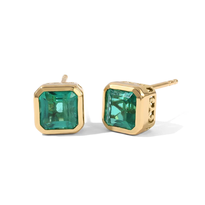 D'Joy AAA Smaragd-Quarz Triplette Ohrringe 925 Silber 750 Vergoldet ca. 2.43 ct