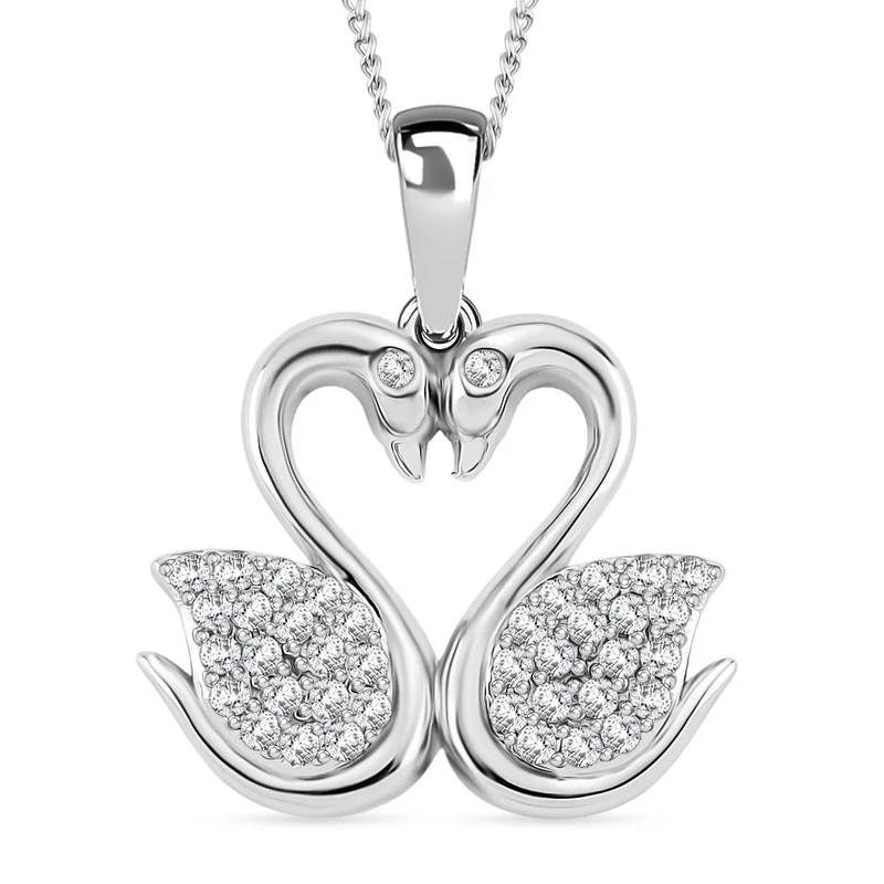 Moissanit Anhänger mit Kette ca. 45 cm, 925 Silber rhodiniert ca. 0.37 ct