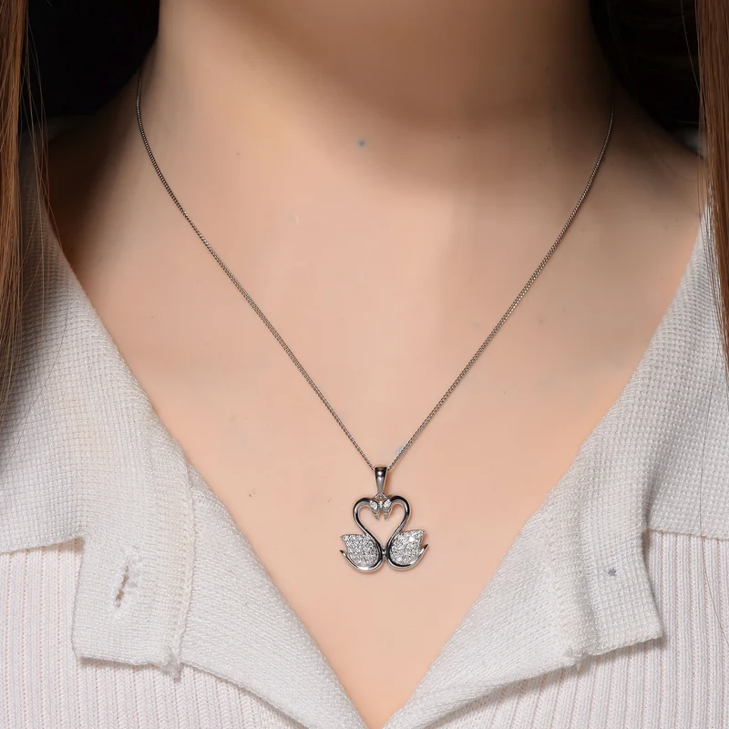 Moissanit Anhänger mit Kette ca. 45 cm, 925 Silber rhodiniert ca. 0.37 ct
