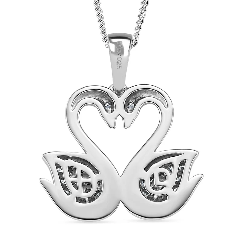 Moissanit Anhänger mit Kette ca. 45 cm, 925 Silber rhodiniert ca. 0.37 ct
