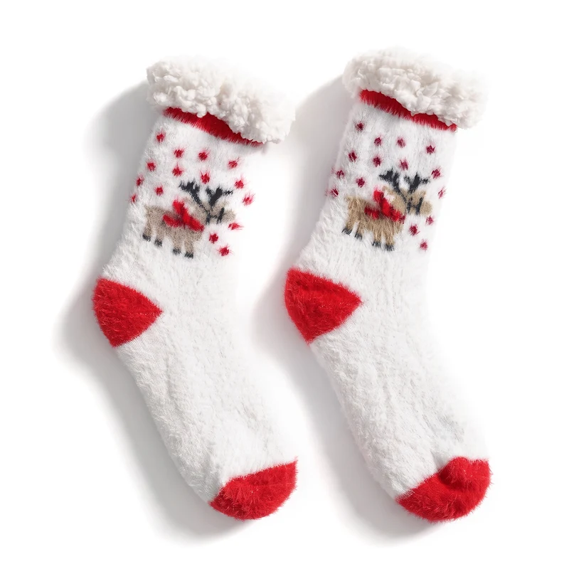 LIVMORE Sherpa-Kuschelsocken mit Blütenmuster, Violett