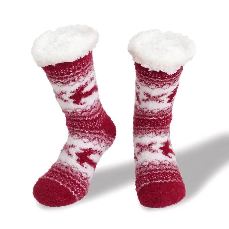 LIVMORE Sherpa-Kuschelsocken mit Blütenmuster, Violett