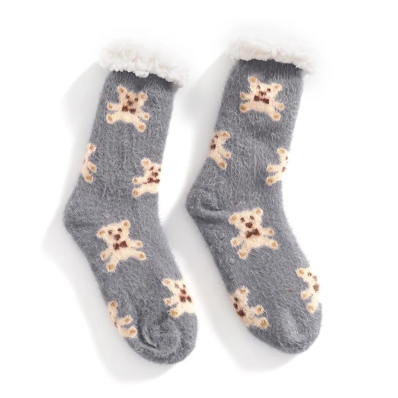 LIVMORE Sherpa-Kuschelsocken mit Blütenmuster, Violett