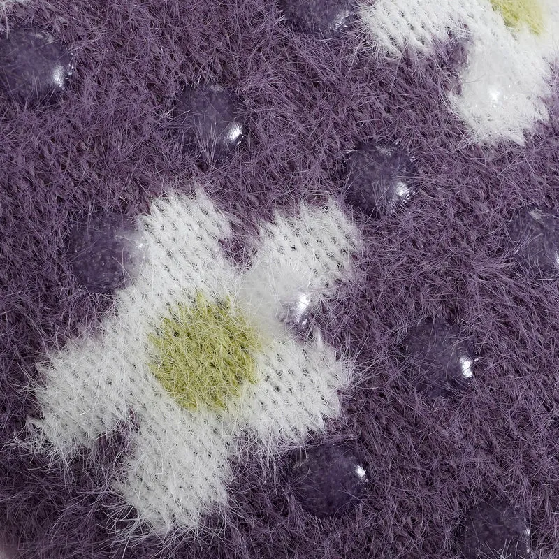 LIVMORE Sherpa-Kuschelsocken mit Blütenmuster, Violett