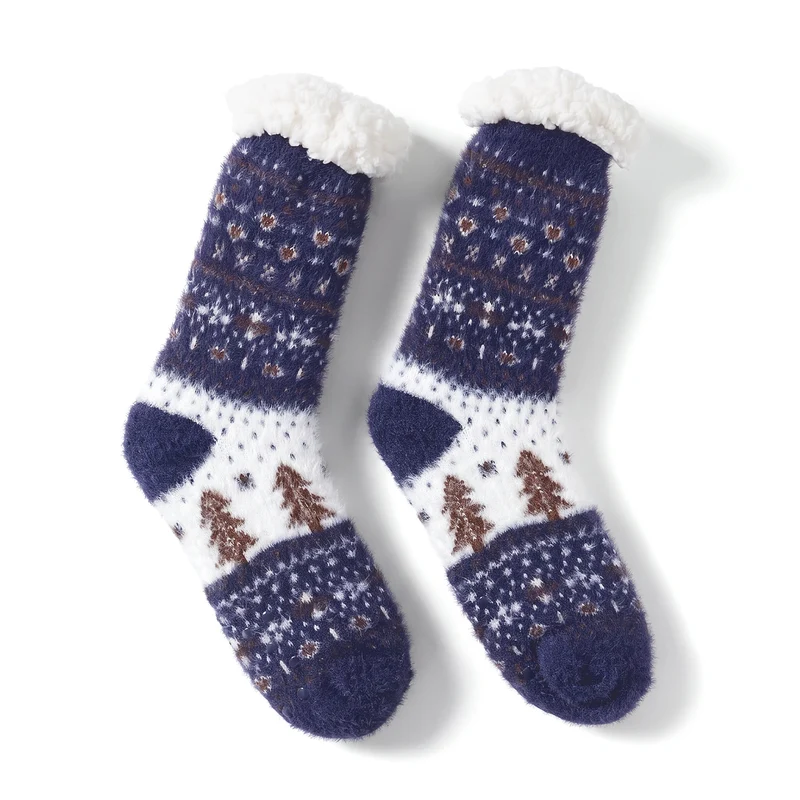 LIVMORE Sherpa-Kuschelsocken mit Blütenmuster, Violett