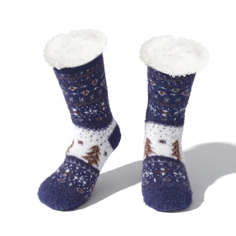 LIVMORE Sherpa-Kuschelsocken mit Blütenmuster, Violett