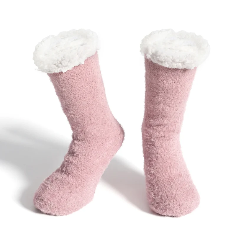 LIVMORE Sherpa-Kuschelsocken mit Blütenmuster, Violett