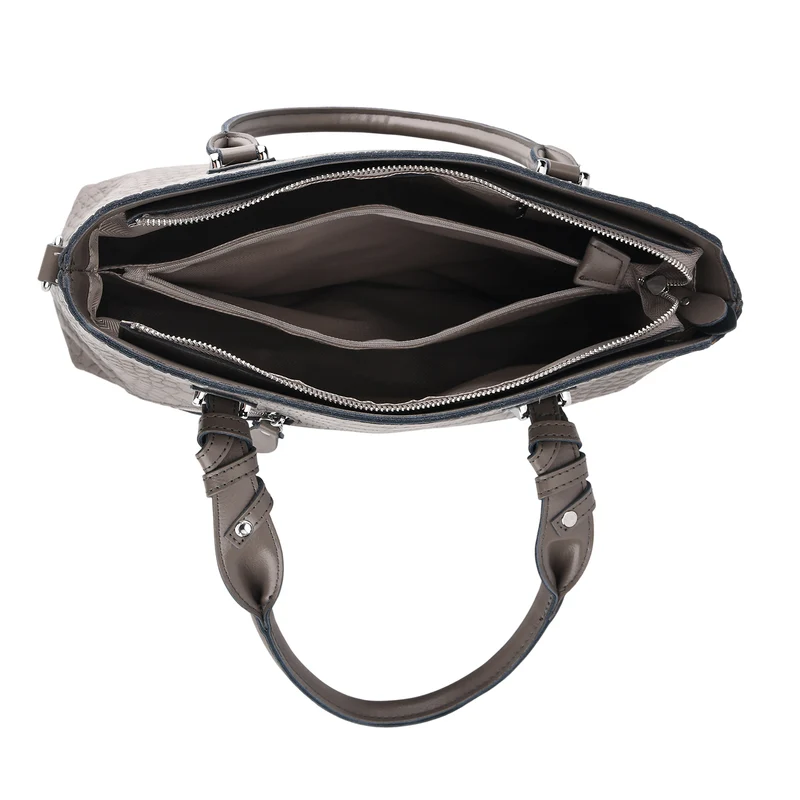 Echtleder-Handtasche mit Kroko-Prägung und Schulterriemen, 34x10x30cm, Bordeauxrot
