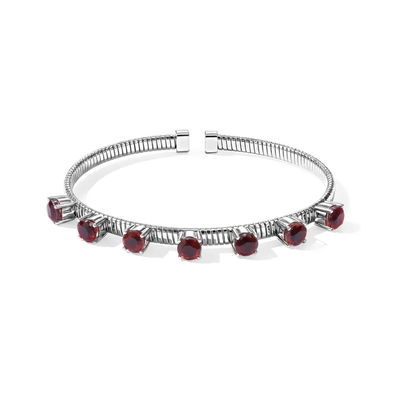 EverTrue Rubin Feuer Triplett Quarz 18,5cm Armreif, Edelstahl - 4,38 ct.