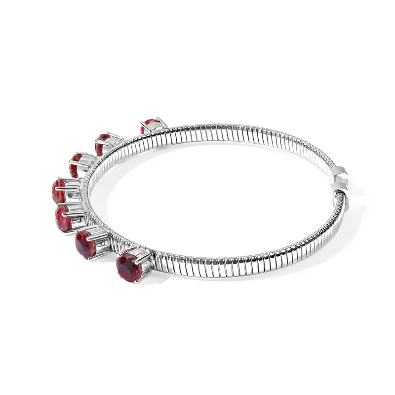 EverTrue Rubin Feuer Triplett Quarz 18,5cm Armreif, Edelstahl - 4,38 ct.