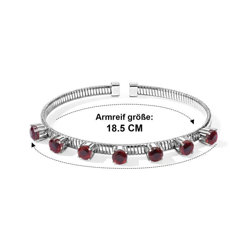 EverTrue Rubin Feuer Triplett Quarz 18,5cm Armreif, Edelstahl - 4,38 ct.