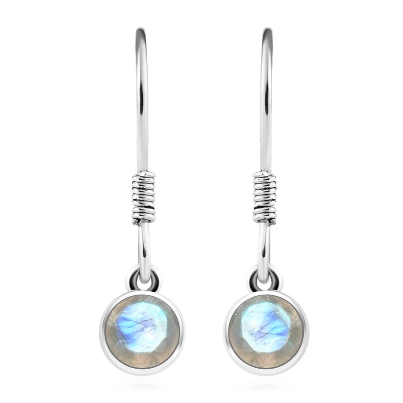 Regenbogen Mondstein-Anhänger und Ohrringe aus 925 Silber, mit Kette aus Edelstahl ca. 2,76 ct