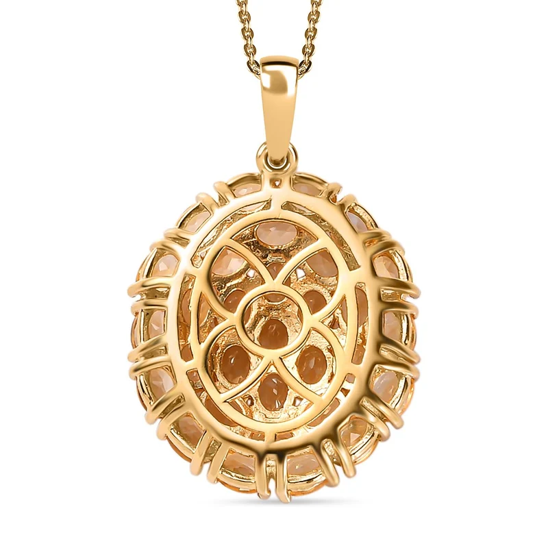 Citrin Anhänger mit Kette, 925 Silber Gelbgold Vermeil ca. 4,65 ct