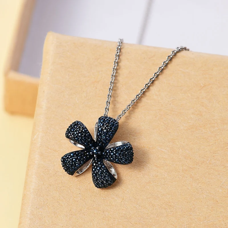 Blauer Diamant Schmuckset 925 Silber rhodiniert