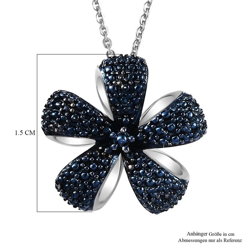 Blauer Diamant Schmuckset 925 Silber rhodiniert