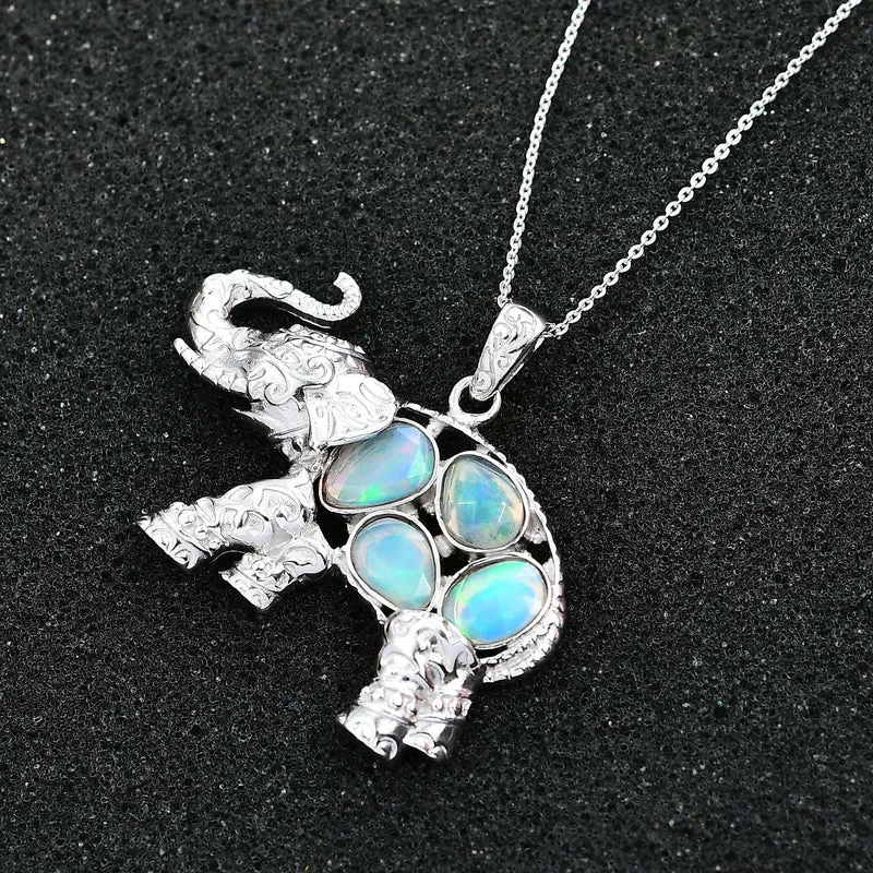Natürlicher, äthiopischer Welo Opal Schmuckset 925 Silber rhodiniert ca. 1,78 ct.