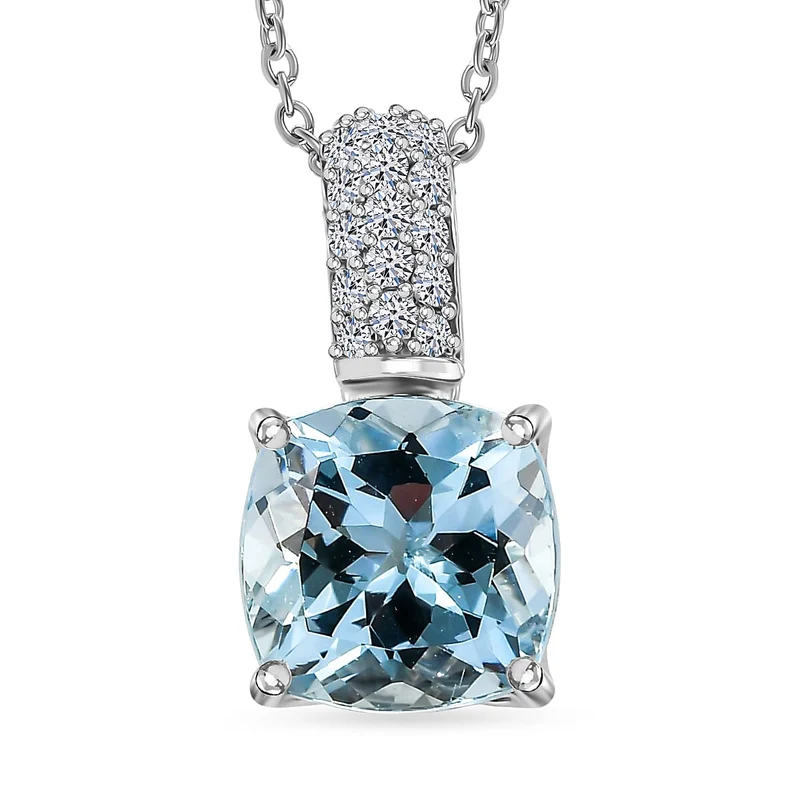 LUXURIANT DIAMOND - AAA Aquamarin, Lab Grown Diamant Schmuckset (8-13 Werktage Lieferzeit) ca. 50 cm ca. 2,65 ct.