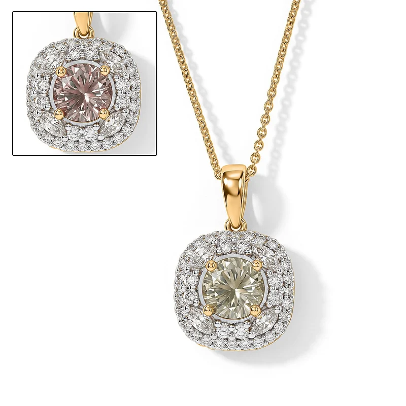 D'Joy AA Turkizit, Moissanit Schmuckset (8-13 Werktage Lieferzeit) ca. 45 cm 925 Silber 750 Gelbgold vermeil ca. 1,98 ct.