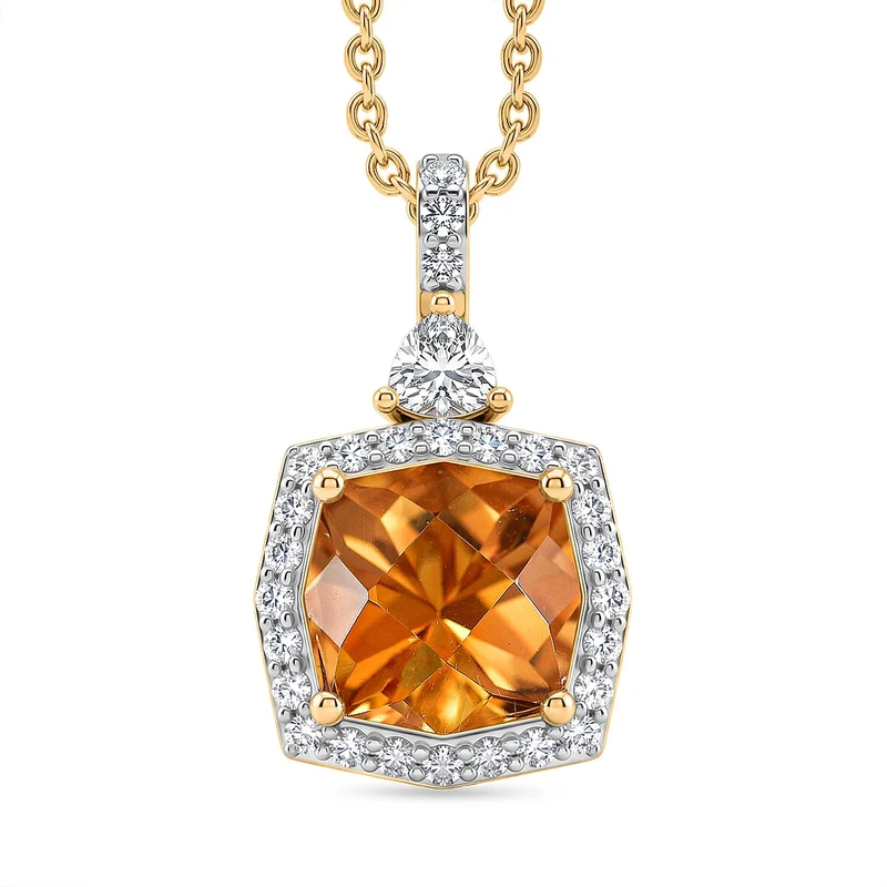 D'Joy AA Citrin, Moissanit Schmuckset (8-13 Werktage Lieferzeit) ca. 50 cm 925 Silber 750 Gelbgold vermeil ca. 4,05 ct.