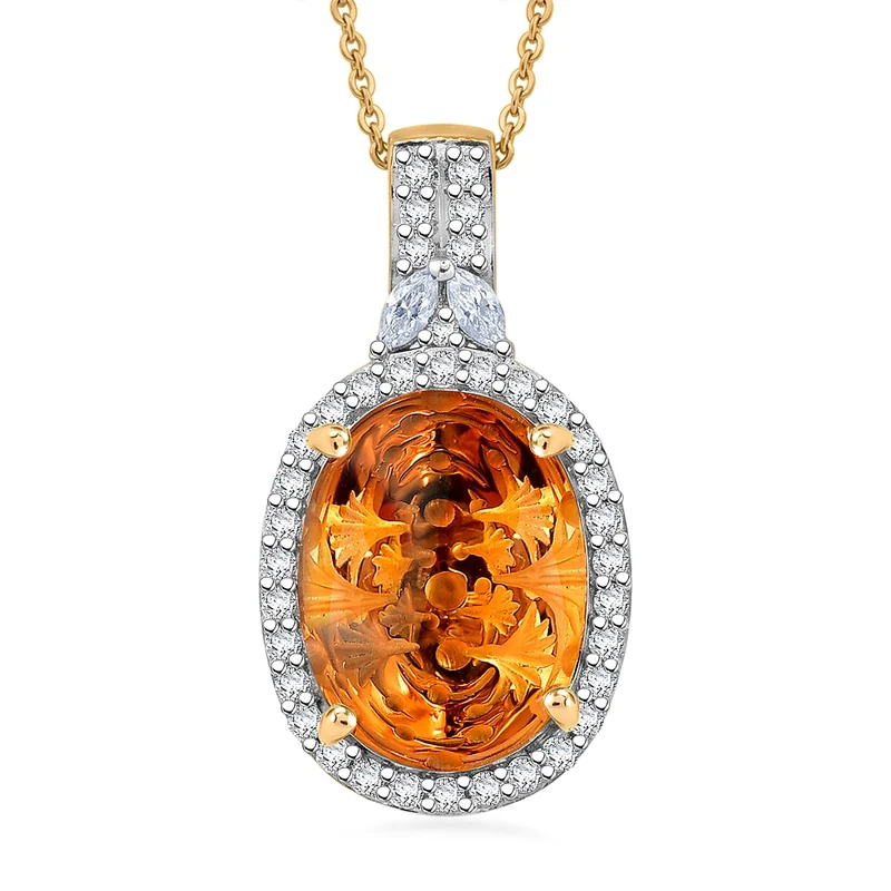 D'Joy AA Citrin, Moissanit Schmuckset (8-13 Werktage Lieferzeit) ca. 50 cm 925 Silber 750 Gelbgold vermeil ca. 9,30 ct.