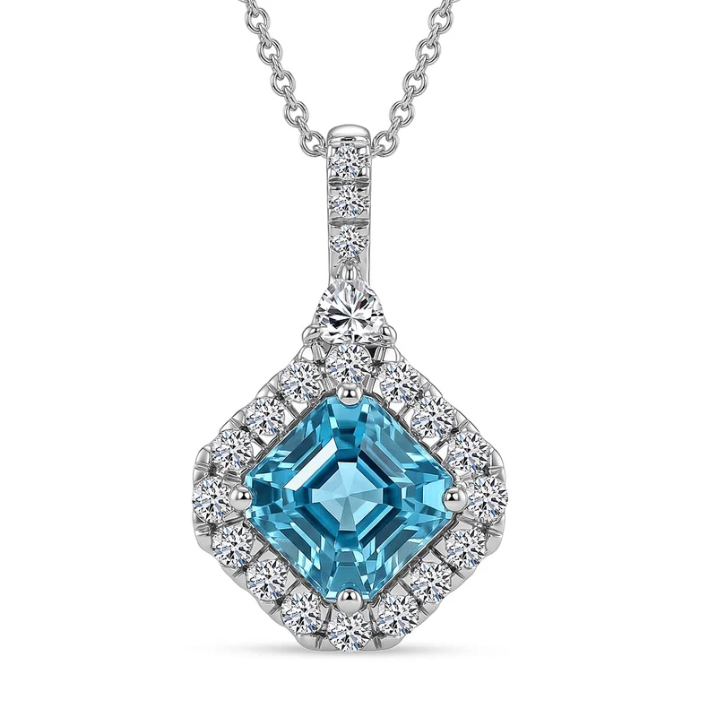 LUXURIANT DIAMOND - AAA Blauer Zirkon, Lab Grown Diamant Schmuckset (8-13 Werktage Lieferzeit) ca. 50 cm ca. 3,83 ct.