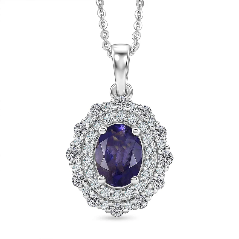 D'Joy AA Iolit, Moissanit Schmuckset (8-13 Werktage Lieferzeit) ca. 50 cm 925 Silber Rhodiniert ca. 2,20 ct.