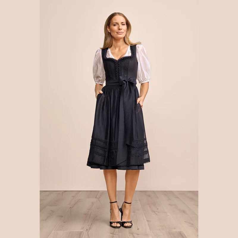 Krüger Dirndl Schwarz Verity Herz Ausschnitt 70cm
