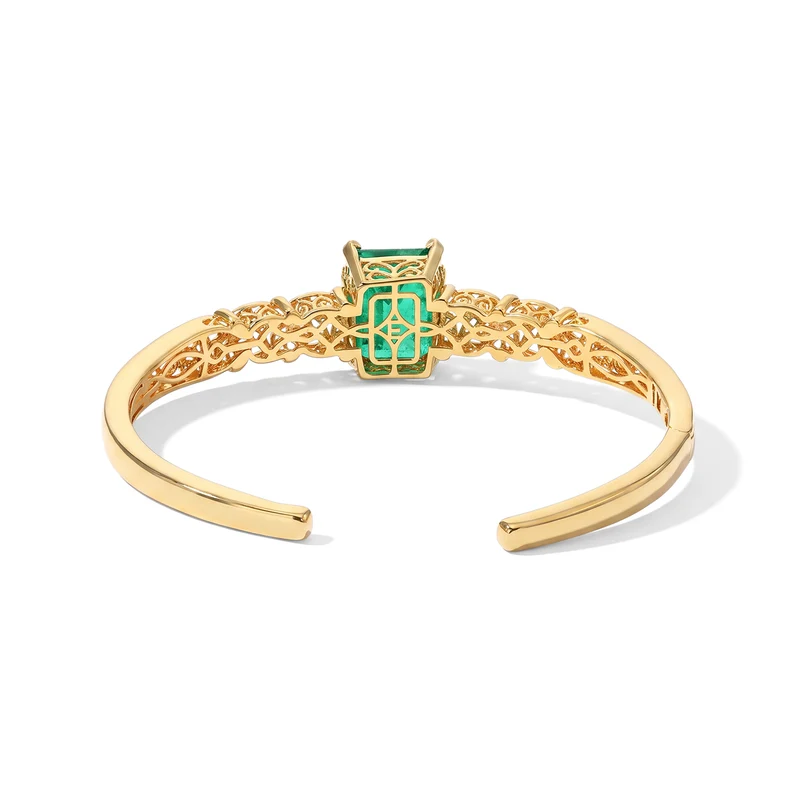 EVER TRUE Smaragd-Quarz Triplette, Weißer Zirkon Armreif ca. 19 cm Reine Bronze ca. 12.55 ct