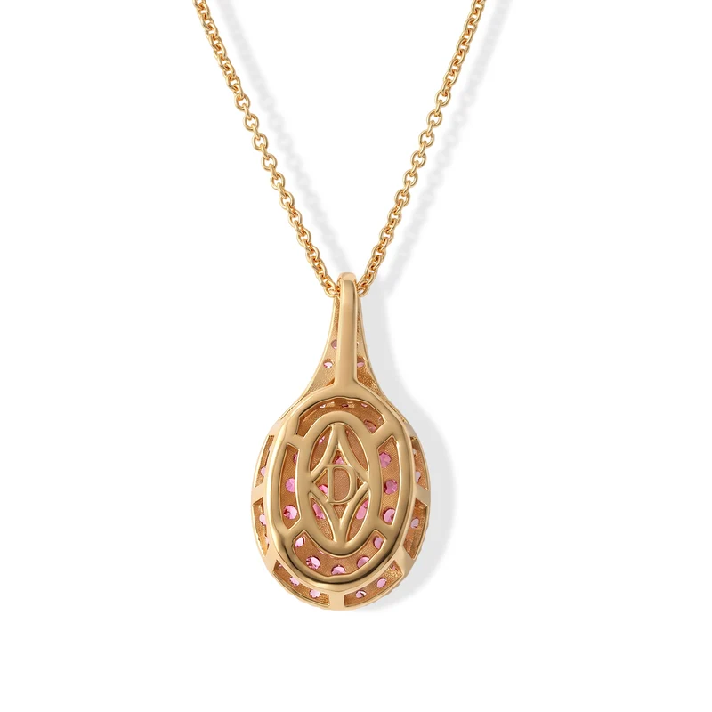D'Joy AA Padparadscha Saphir (BT), Weißer Zirkon Schmuckset ca. 50 cm 925 Silber 750 Gelbgold vermeil ca. 1.60 ct