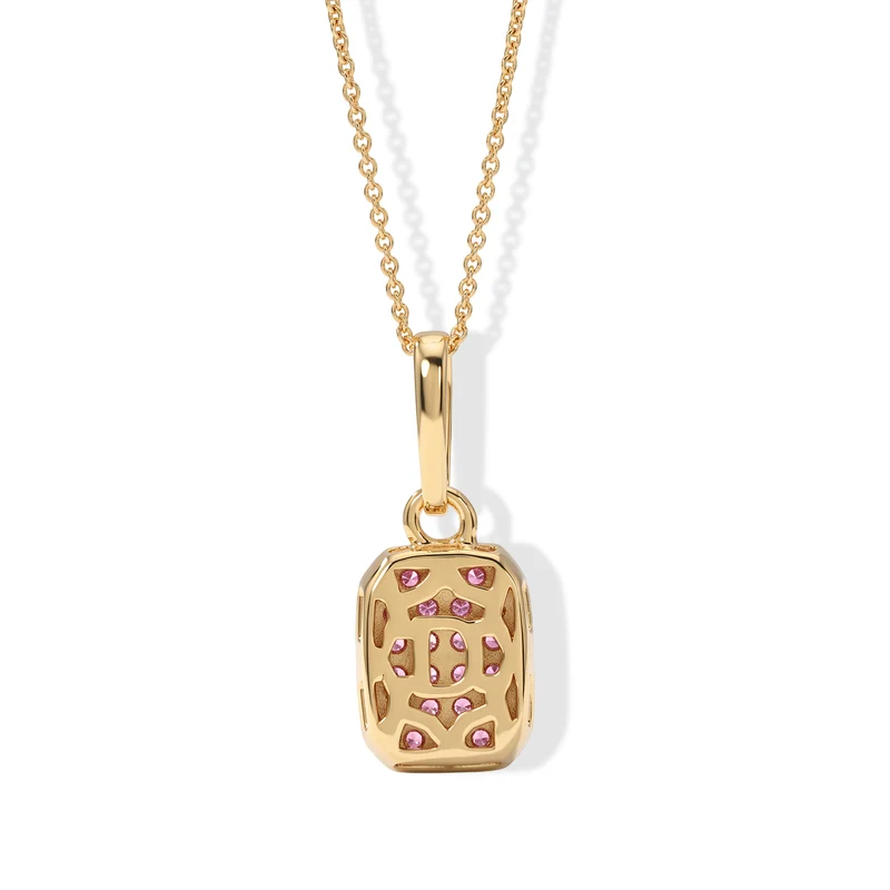 D'Joy Padparadscha Saphir, Weißer Zirkon Schmuckset ca. 50 cm 925 Silber 750 Gelbgold vermeil (BT) ca. 0.58 ct