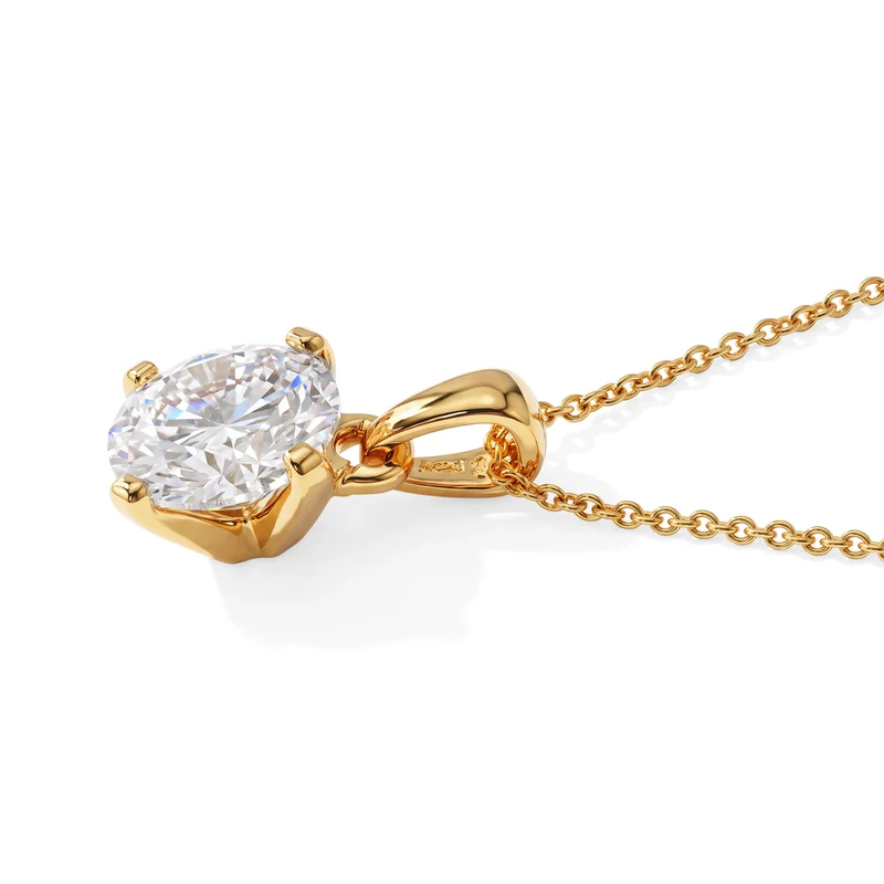D'Joy GRA zertifiziert Moissanit Anhänger mit Kette, ca. 50 cm 925 Silber Rhodiniert ca. 2.00 ct