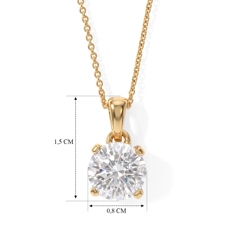 D'Joy GRA zertifiziert Moissanit Anhänger mit Kette, ca. 50 cm 925 Silber Rhodiniert ca. 2.00 ct