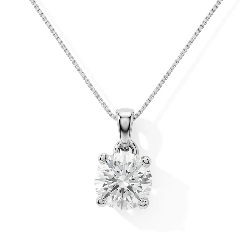 D'Joy GRA zertifiziert Moissanit Anhänger mit Kette, ca. 50 cm 925 Silber Rhodiniert ca. 2.00 ct