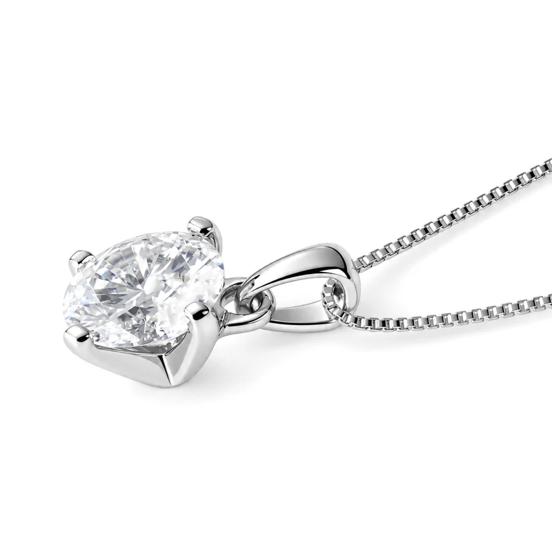 D'Joy GRA zertifiziert Moissanit Anhänger mit Kette, ca. 50 cm 925 Silber Rhodiniert ca. 2.00 ct