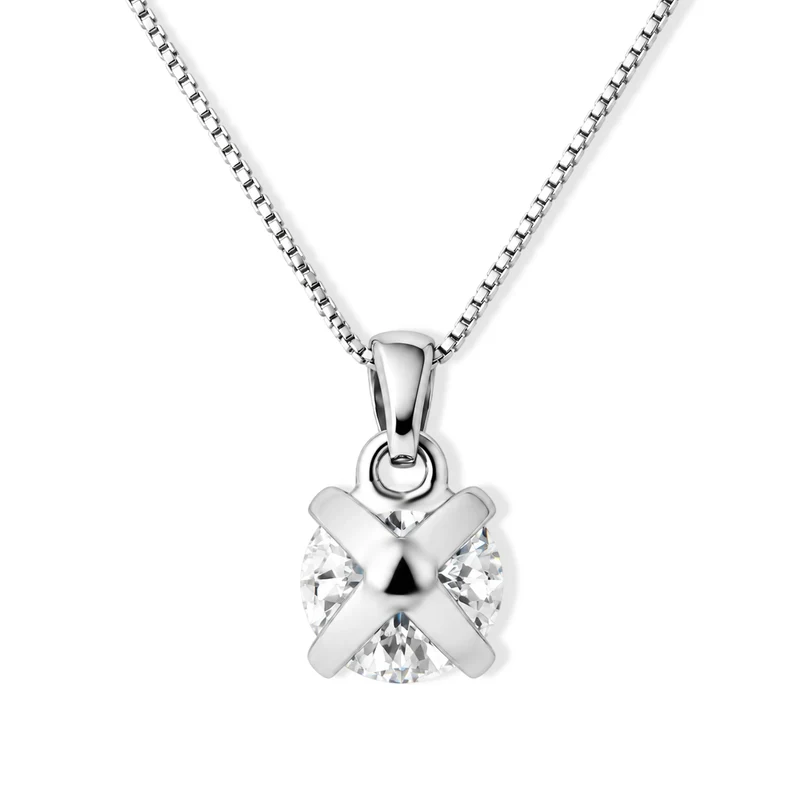 D'Joy GRA zertifiziert Moissanit Anhänger mit Kette, ca. 50 cm 925 Silber Rhodiniert ca. 2.00 ct