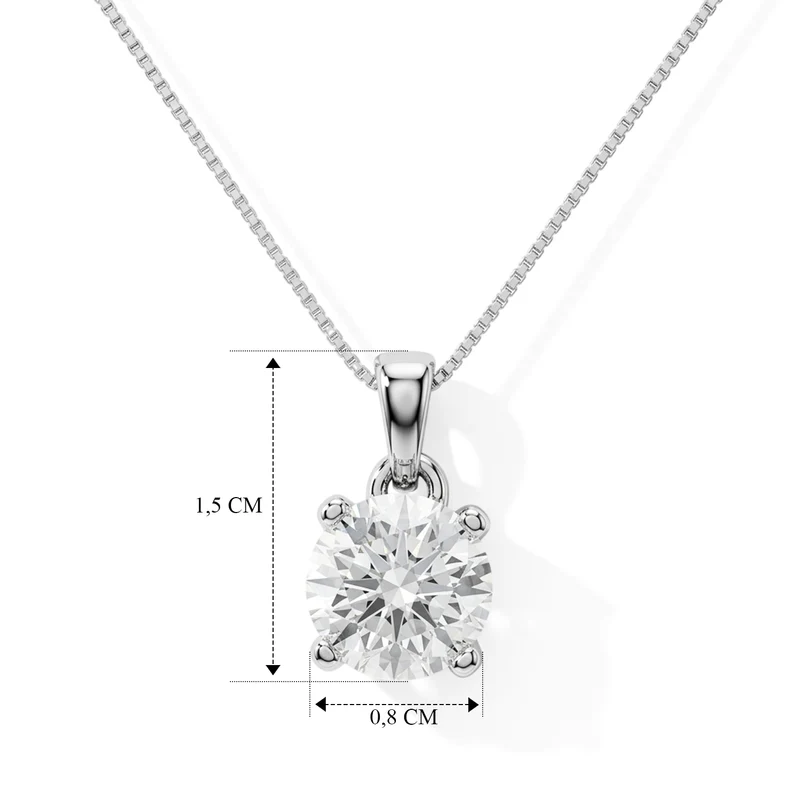 D'Joy GRA zertifiziert Moissanit Anhänger mit Kette, ca. 50 cm 925 Silber Rhodiniert ca. 2.00 ct