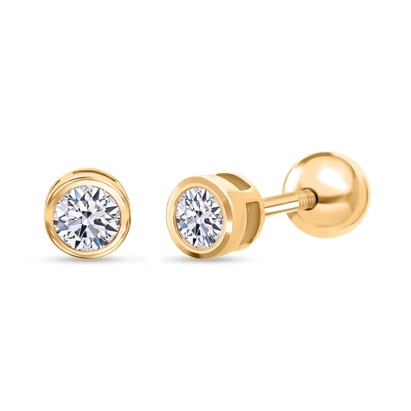 LUXURIANT 0,33 ct. SI-GH Labor Diamant Ohrringe mit pieksfreiem Kugelverschluss, 925 Silber 750 Gelbgold Vermeil