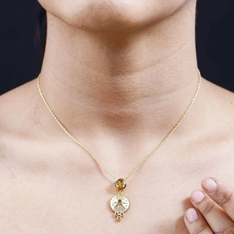 Citrin Schmuckset 925 Silber Gelbgold Vermeil ca. 1,67 ct.