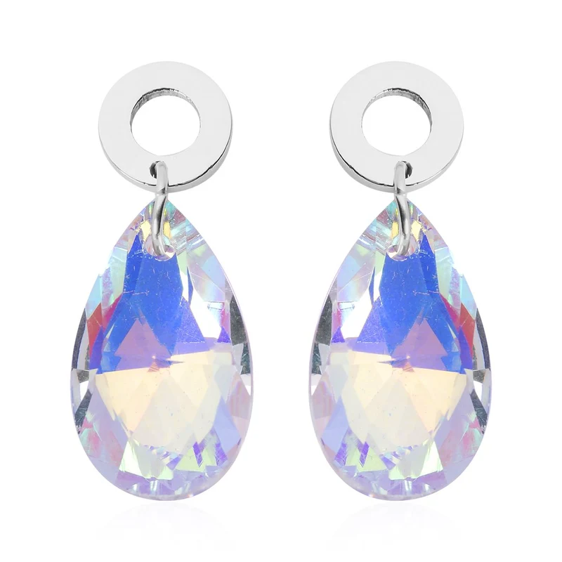 Mystische Glas-Ohrringe und Anhänger mit Kette, Edelstahl