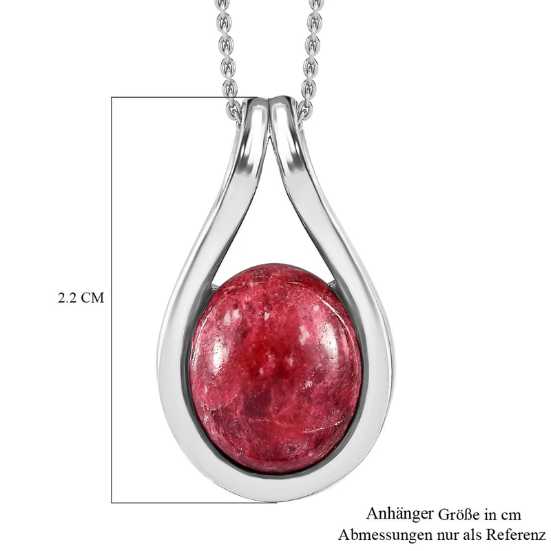 AA Norwegischer Thulit Anhänger mit Kette, 925 Silber platiniert, ca. 4.27 ct